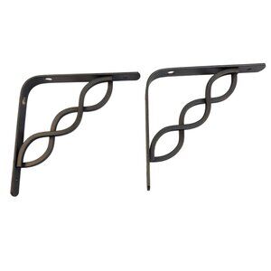 Decorative Black Metal Shelf Brackets 6"x 6" Pair Support Hardware Home Decor